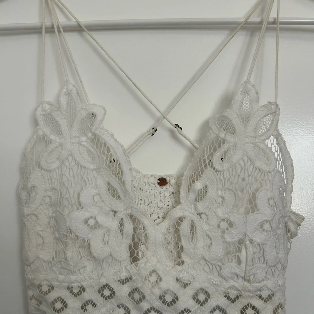 Free People One Adella White Lace Bralette Crop Top size s boho chic festival